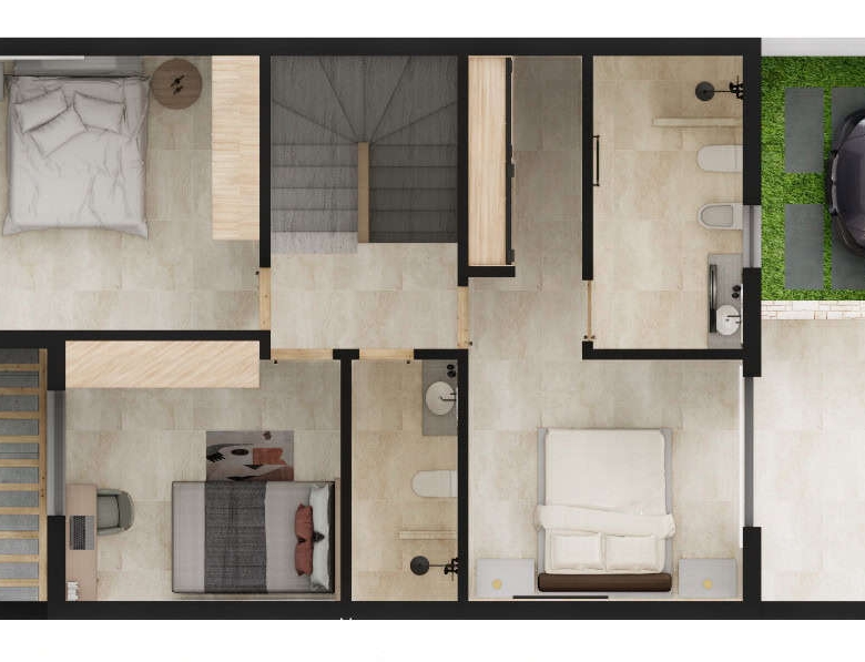 Houses for Sale Cape Verde – 3 Bed Cycas Townhouse at Djadsal Village, Sal - plan view