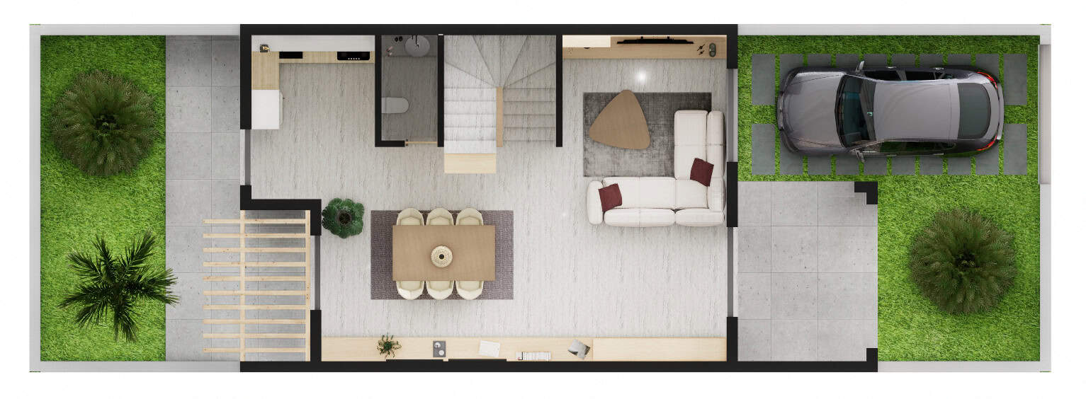 Houses for Sale Cape Verde – 3 Bed Cycas Townhouse at Djadsal Village, Sal - plan view