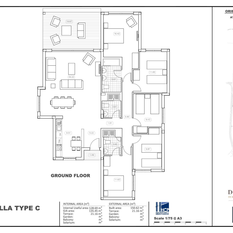 plan view frontline 5 bed villa, property for sale in Cape Verde