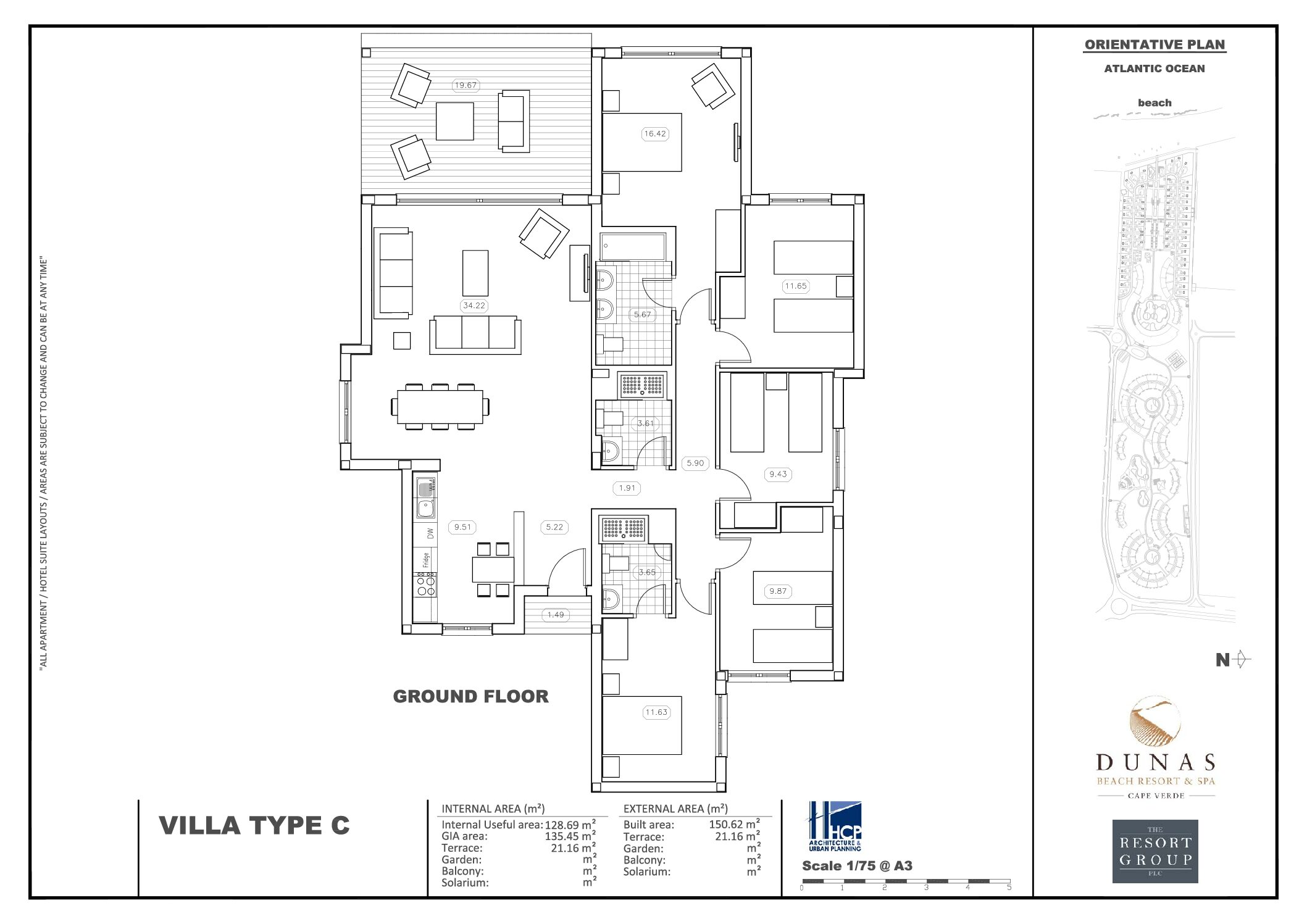 plan view frontline 5 bed villa, property for sale in Cape Verde