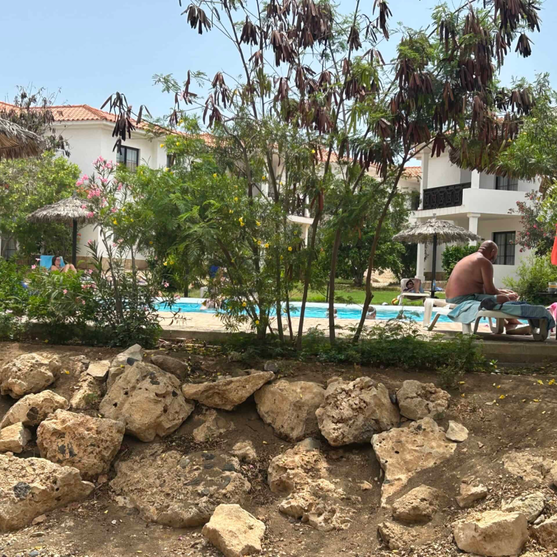 Property for Sale Cape Verde – 2-Bed Apartment at Tortuga Beach Resort, Sal garden and pool view