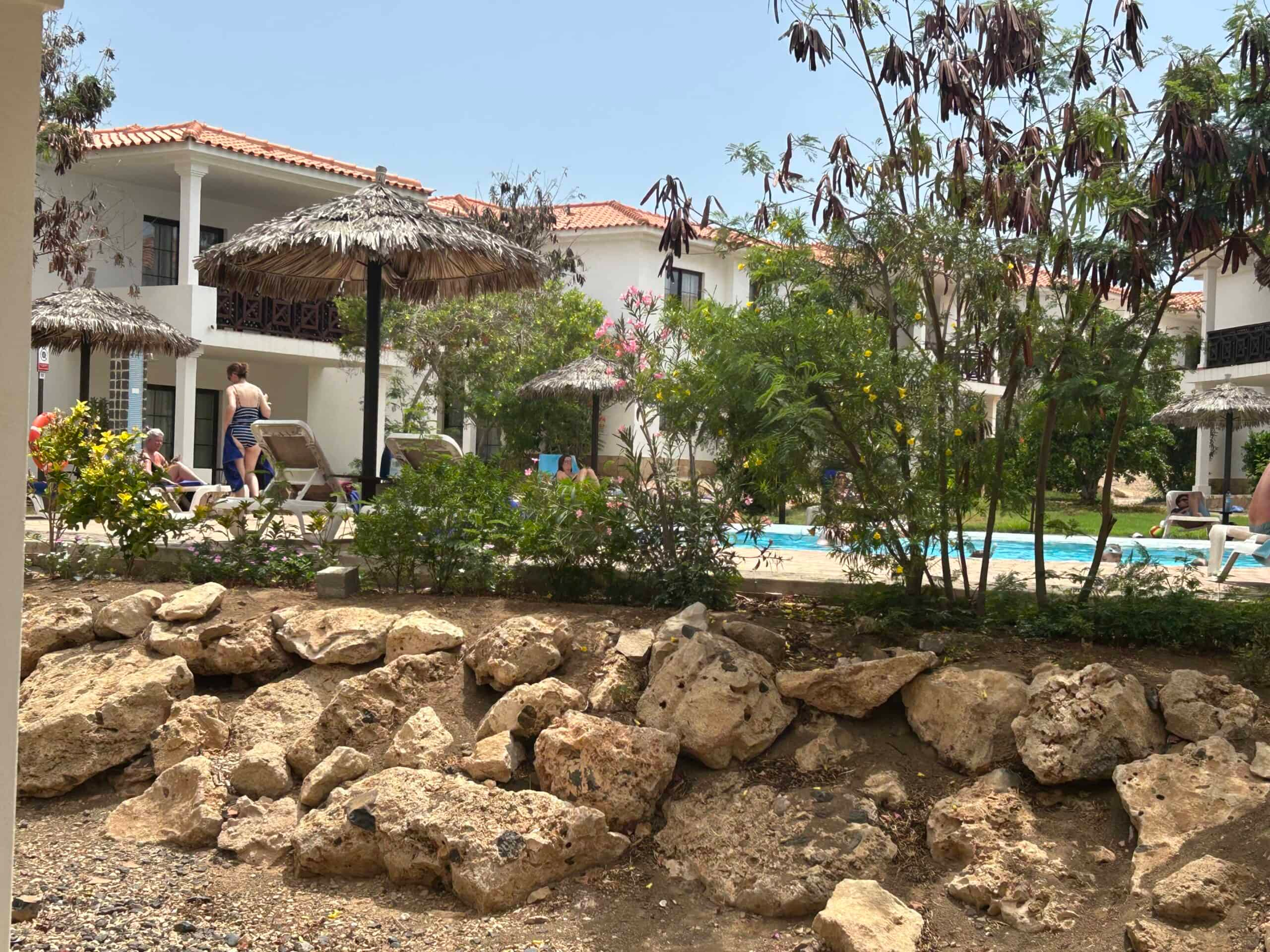 Property for Sale Cape Verde – 2-Bed Apartment at Tortuga Beach Resort, Sal garden and pool view