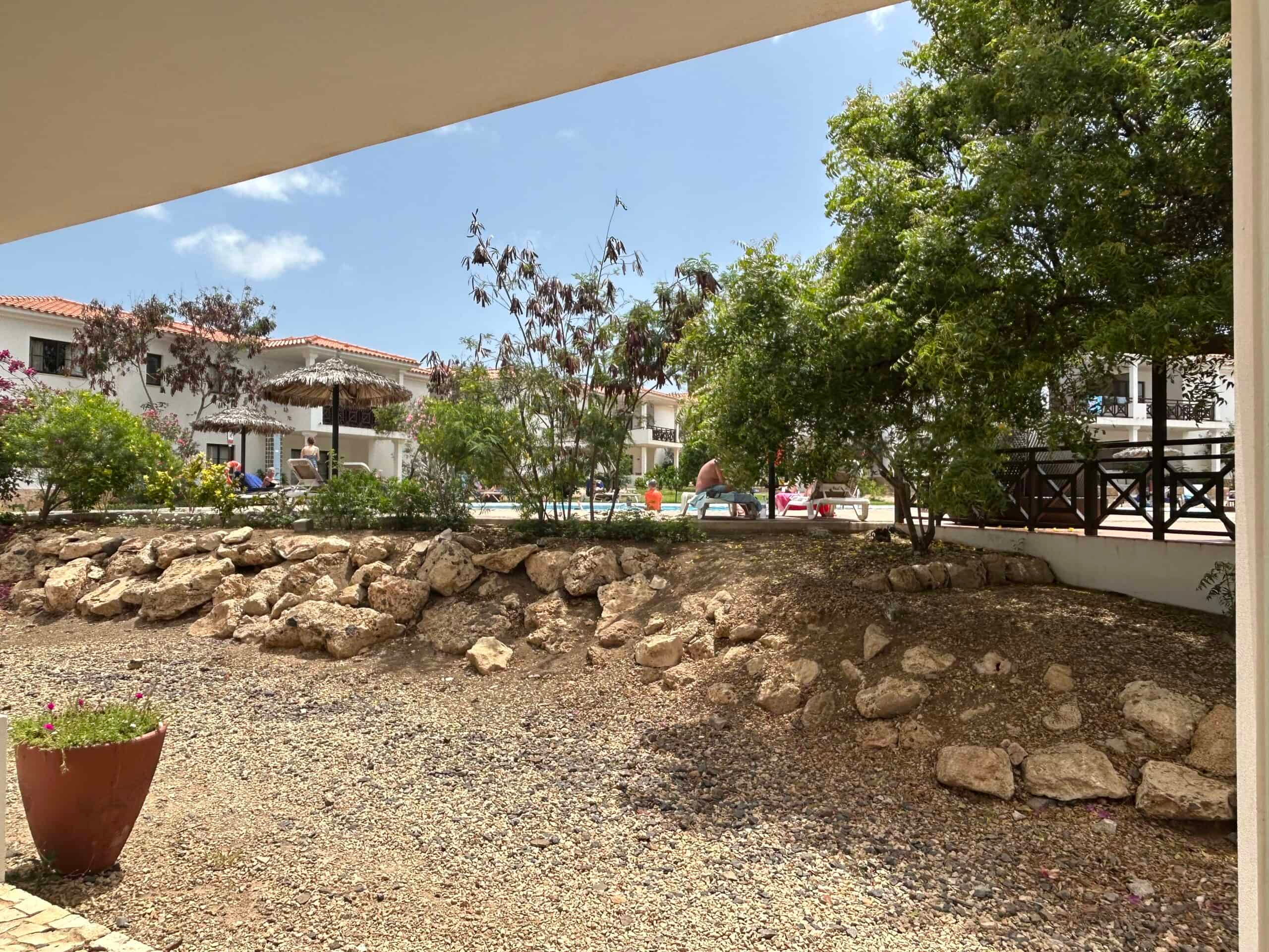 Property for Sale Cape Verde – 2-Bed Apartment at Tortuga Beach Resort, Sal garden and pool view