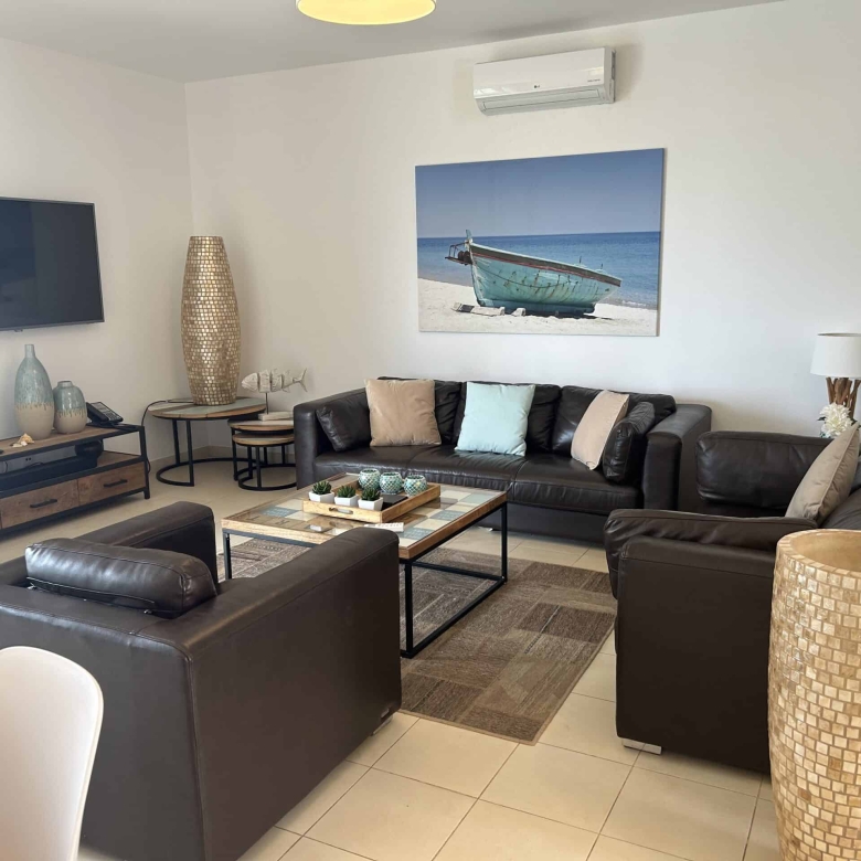 Cape Verde Properties – Spectacular 4-Bed Beachfront Villa at Tortuga Beach Resort, Sal - Living Room View