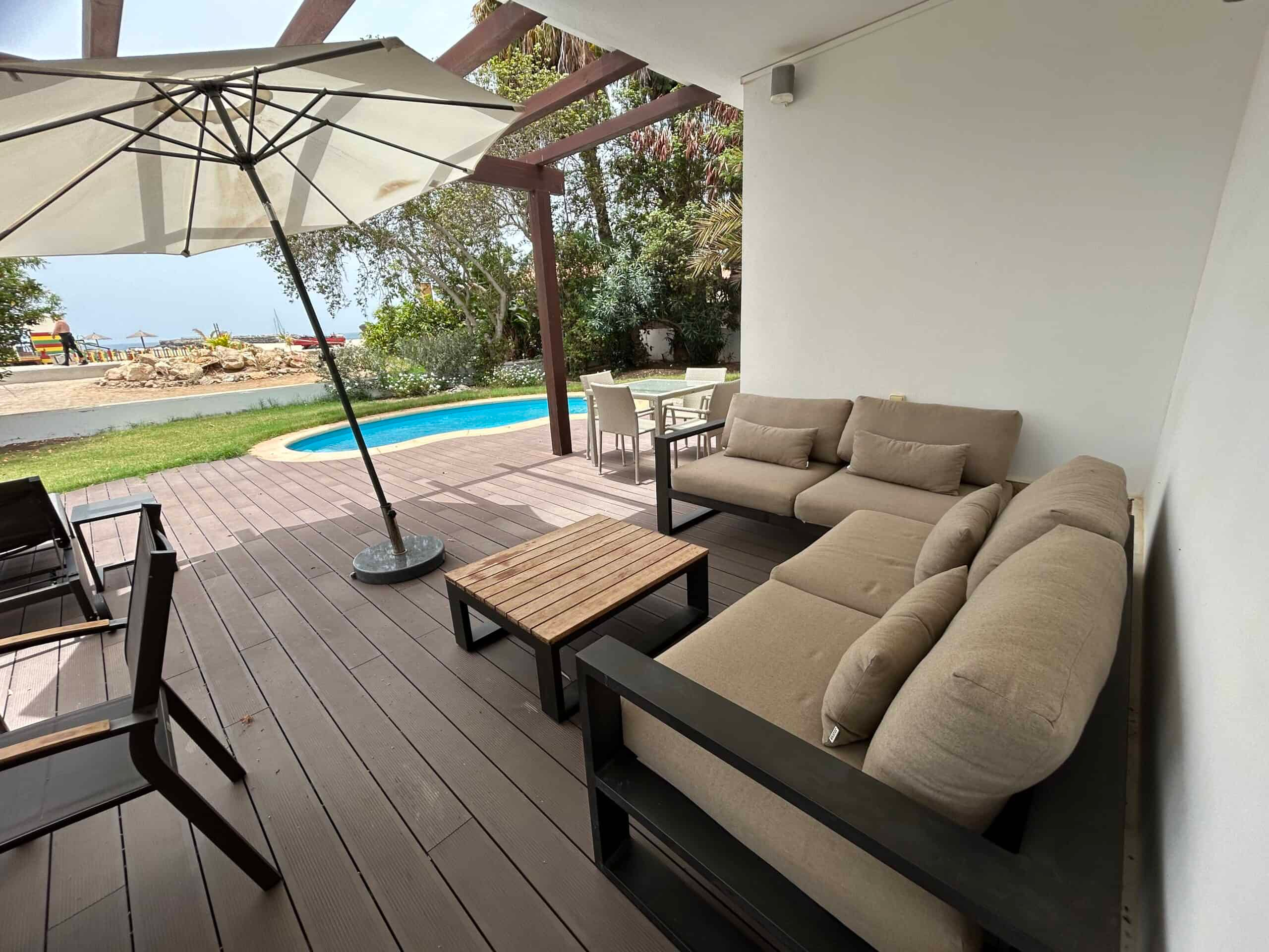 Cape Verde Properties – Spectacular 4-Bed Beachfront Villa at Tortuga Beach Resort, Sal - garden and pool view