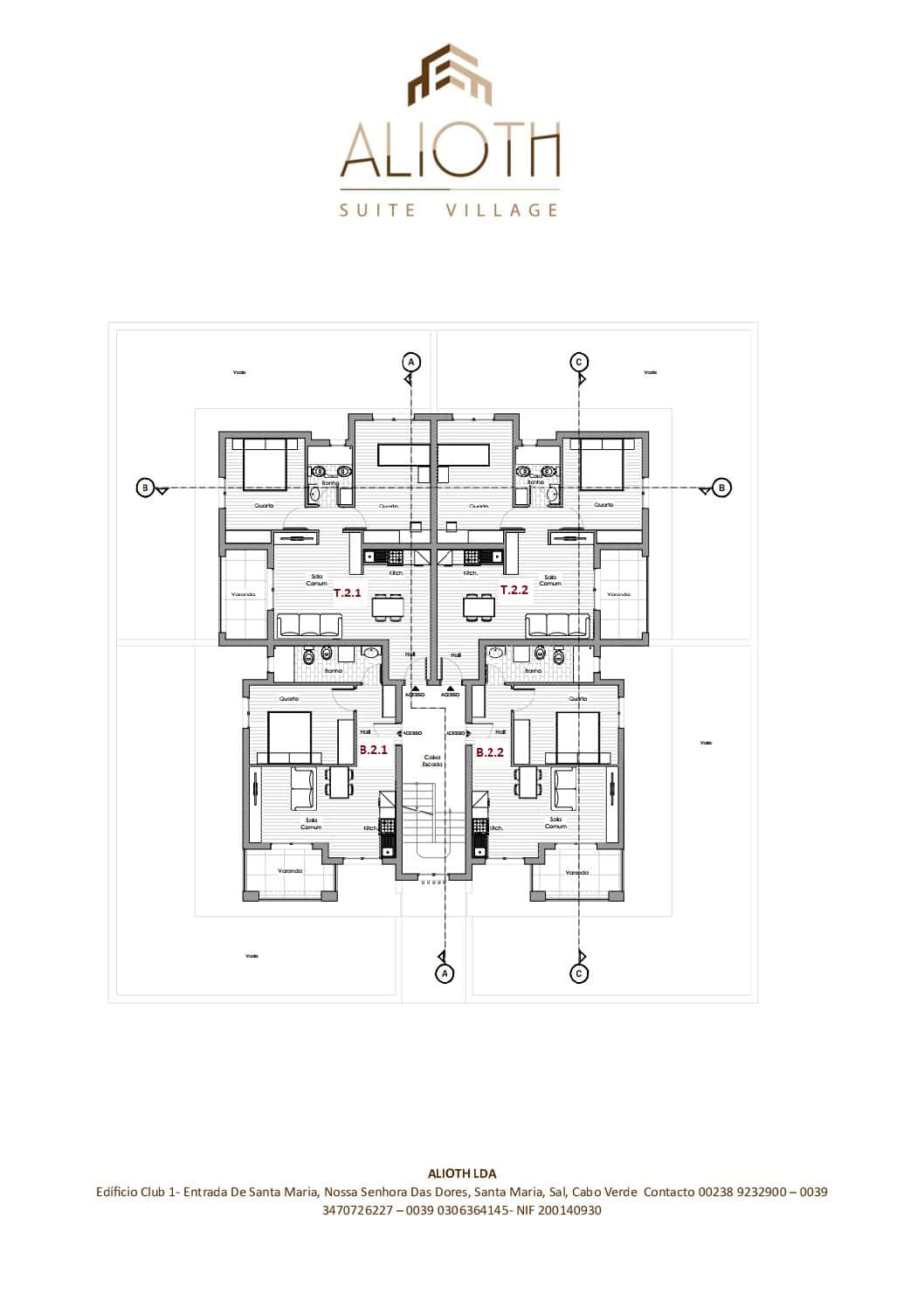 Cape Verde Properties – New 2-Bed Apartments at Alioth Development, Santa Maria - plan view