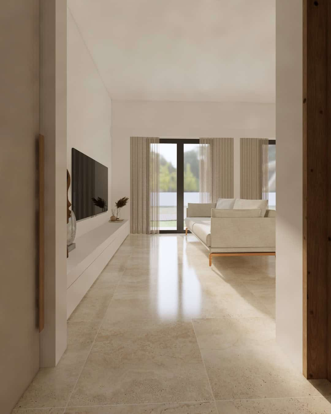 Cape Verde Properties – New 2-Bed Apartments at Alioth Development, Santa Maria - living room and hallway view