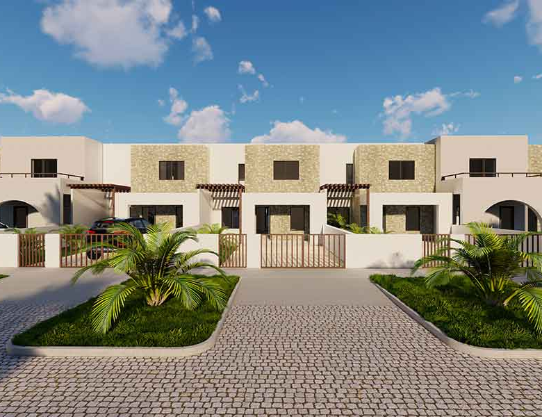 Houses for Sale Cape Verde – 3 Bed Cycas Townhouse at Djadsal Village, Sal - outside view