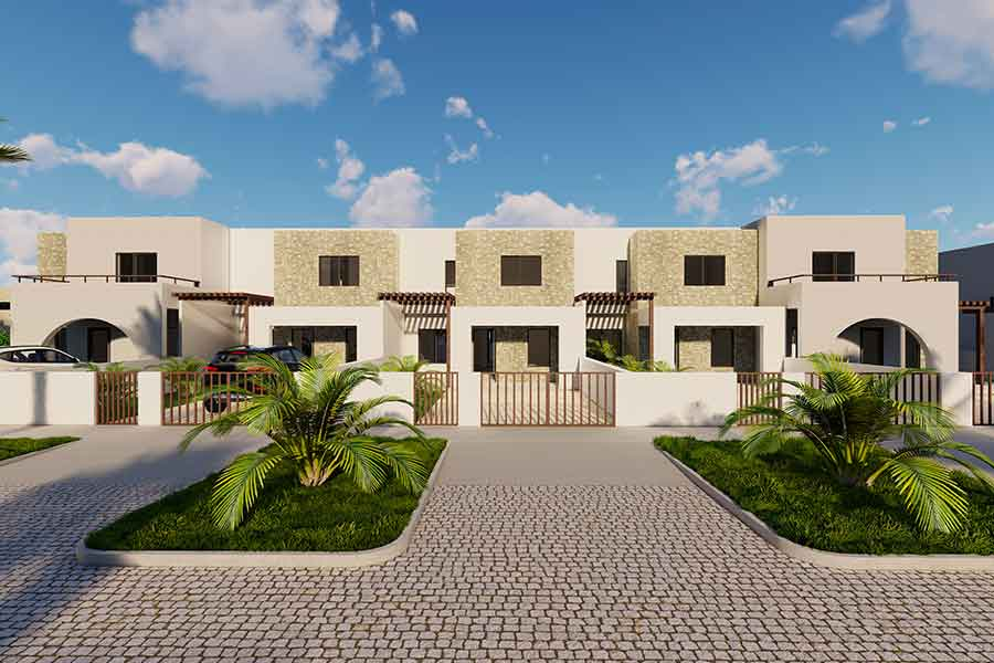 Houses for Sale Cape Verde – 3 Bed Cycas Townhouse at Djadsal Village, Sal - outside view